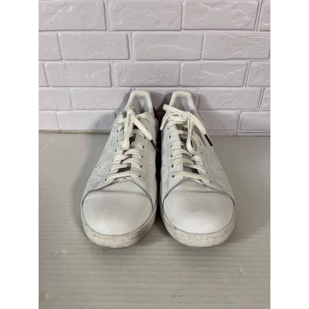 Adidas Stan Smith Sneakers Mens Size 11 White Burgundy Embossed Script EF5005
